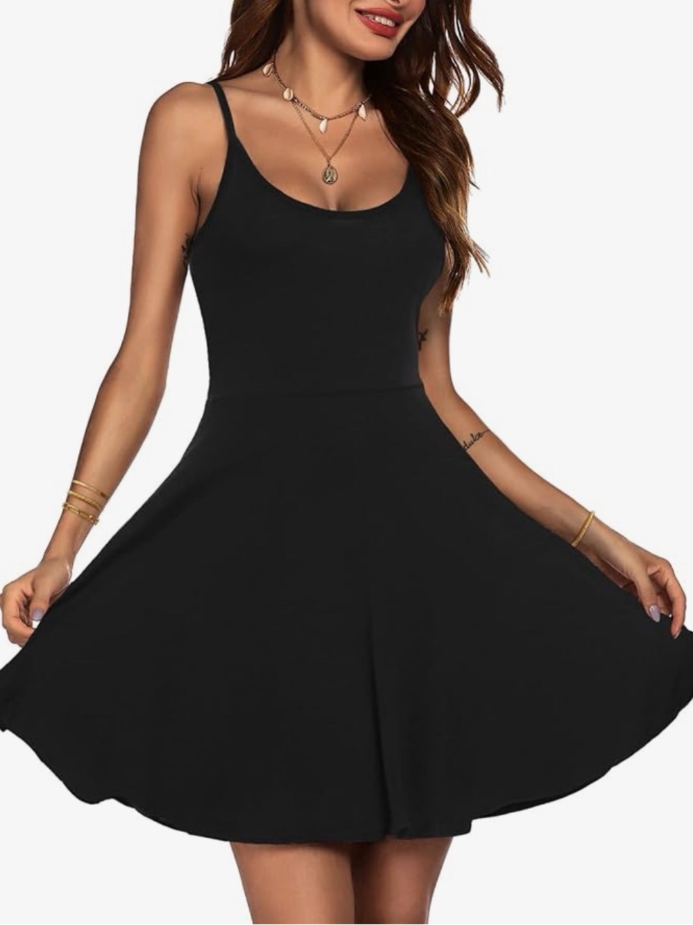 Acevog Black Spaghetti Strap Fit & Flare Dress